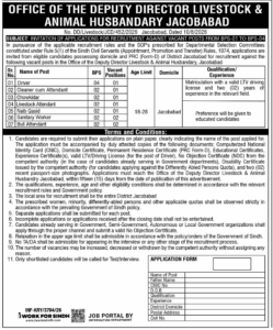 Livestock & Dairy Development Department hiring in Jacobabad, 2026